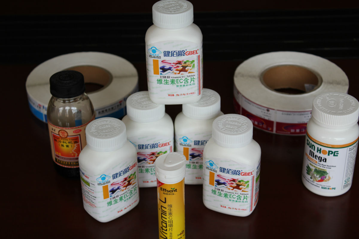 维生素钙片不干胶贴纸